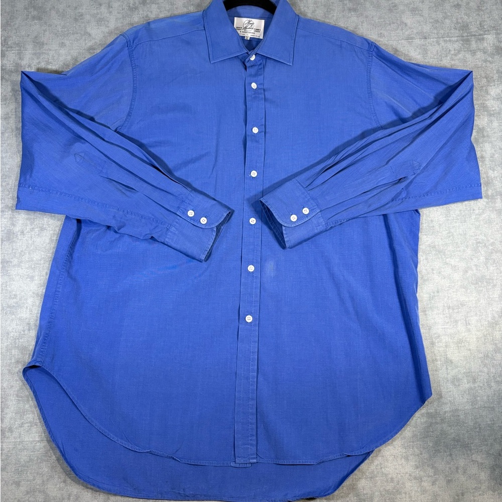 Harvie & Hudson Knightsbridge Mens 17.5 Blue Dress Shirt UK Cotton Jermyn St